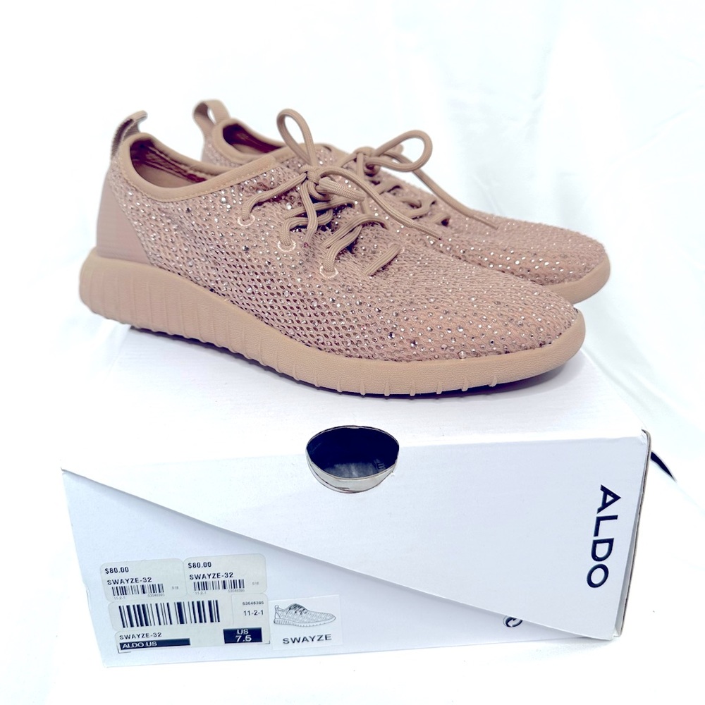 Aldo beige rhinestone sneakers